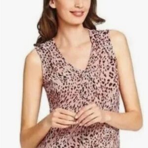CAbi Pink Animal Print Sleeveless Blouse